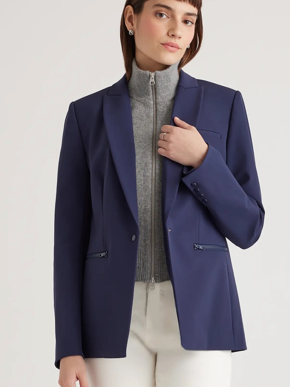 Quince 100% Mongolian Cashmere Ribbed Collar Blazer Insert/Dickey - Picture 2 of 8